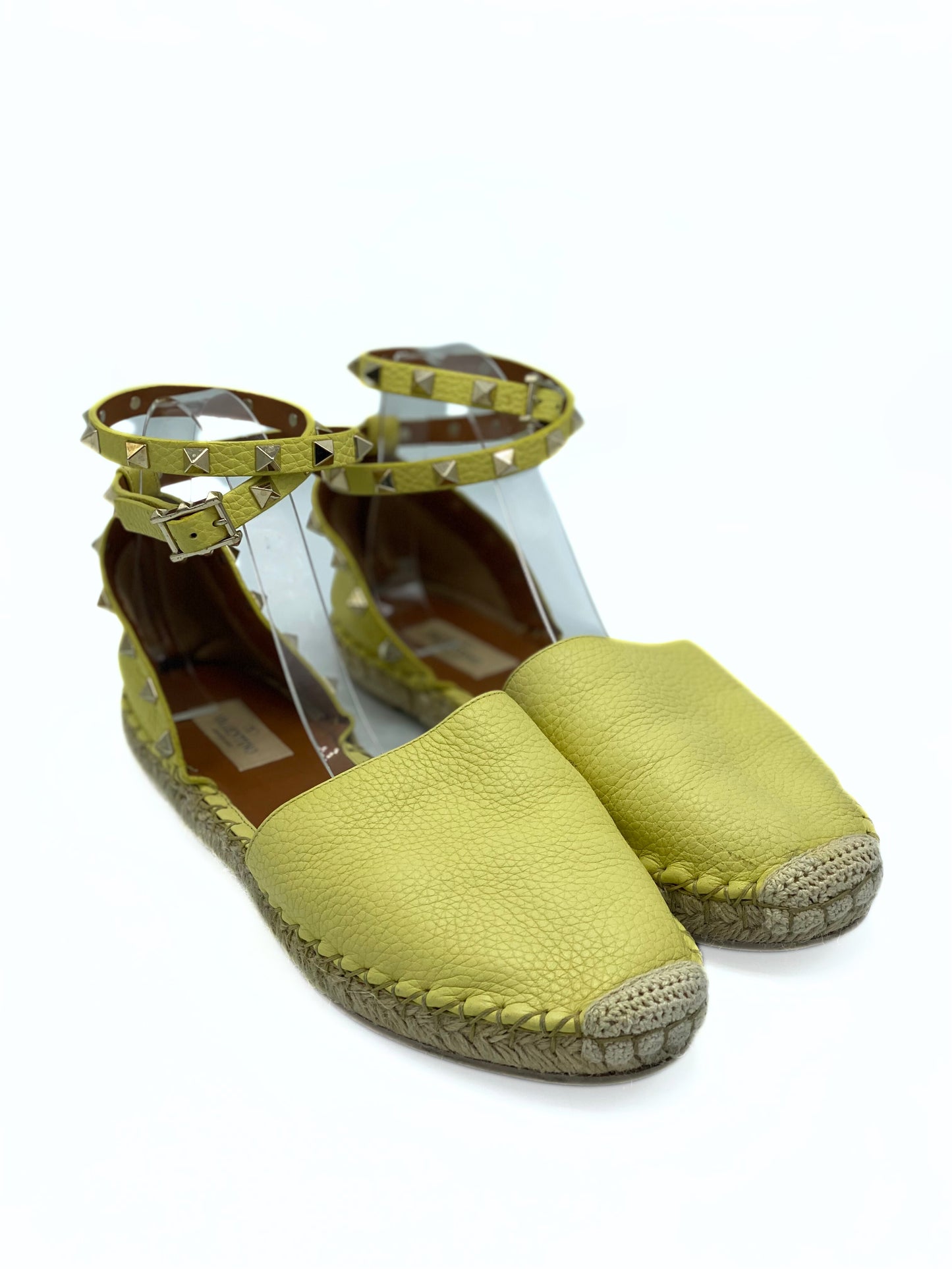 Sandalia Valentino Rockstud Espadrille Flats (39)