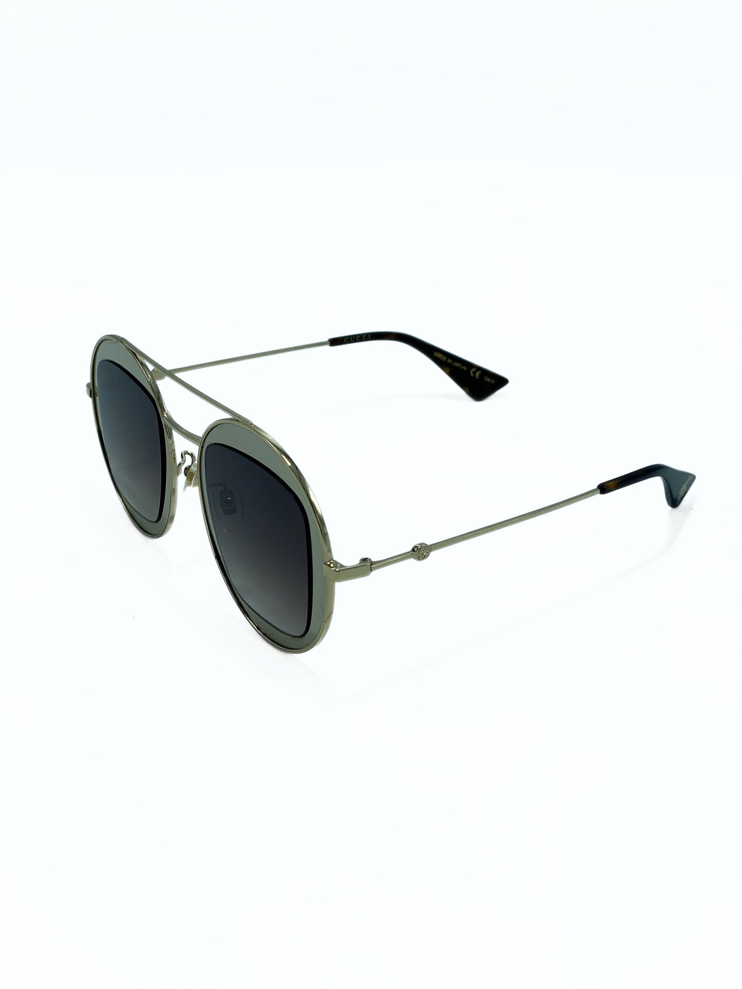 Lente de Sol Gucci Round Frame Gold