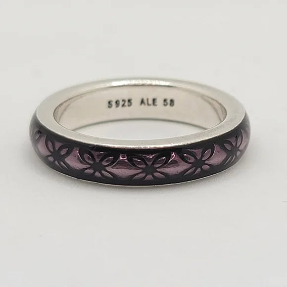 Anillo Pandora Esmaltado Floral Purpura
