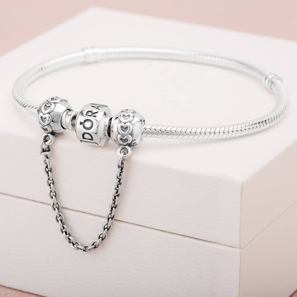 Charm Pandora Safety Pin Hearts