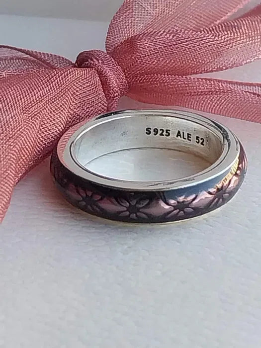 Anillo Pandora Esmaltado Floral Purpura