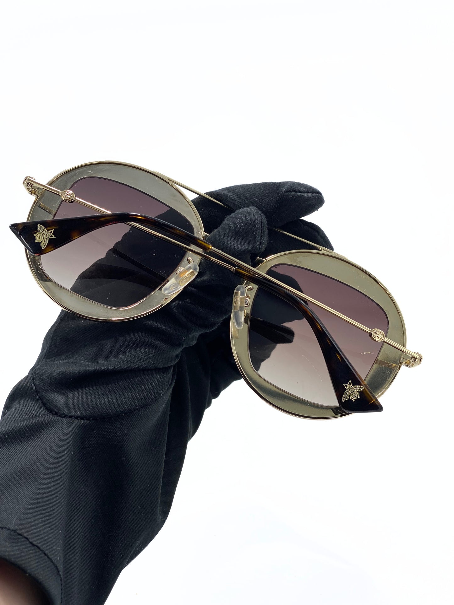 Lente de Sol Gucci Round Frame Gold