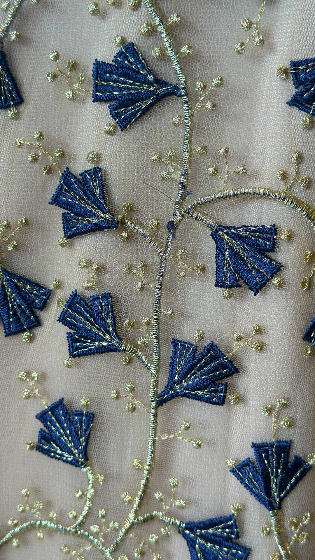 Vestido Largo Azul y Dorado Las Buttner