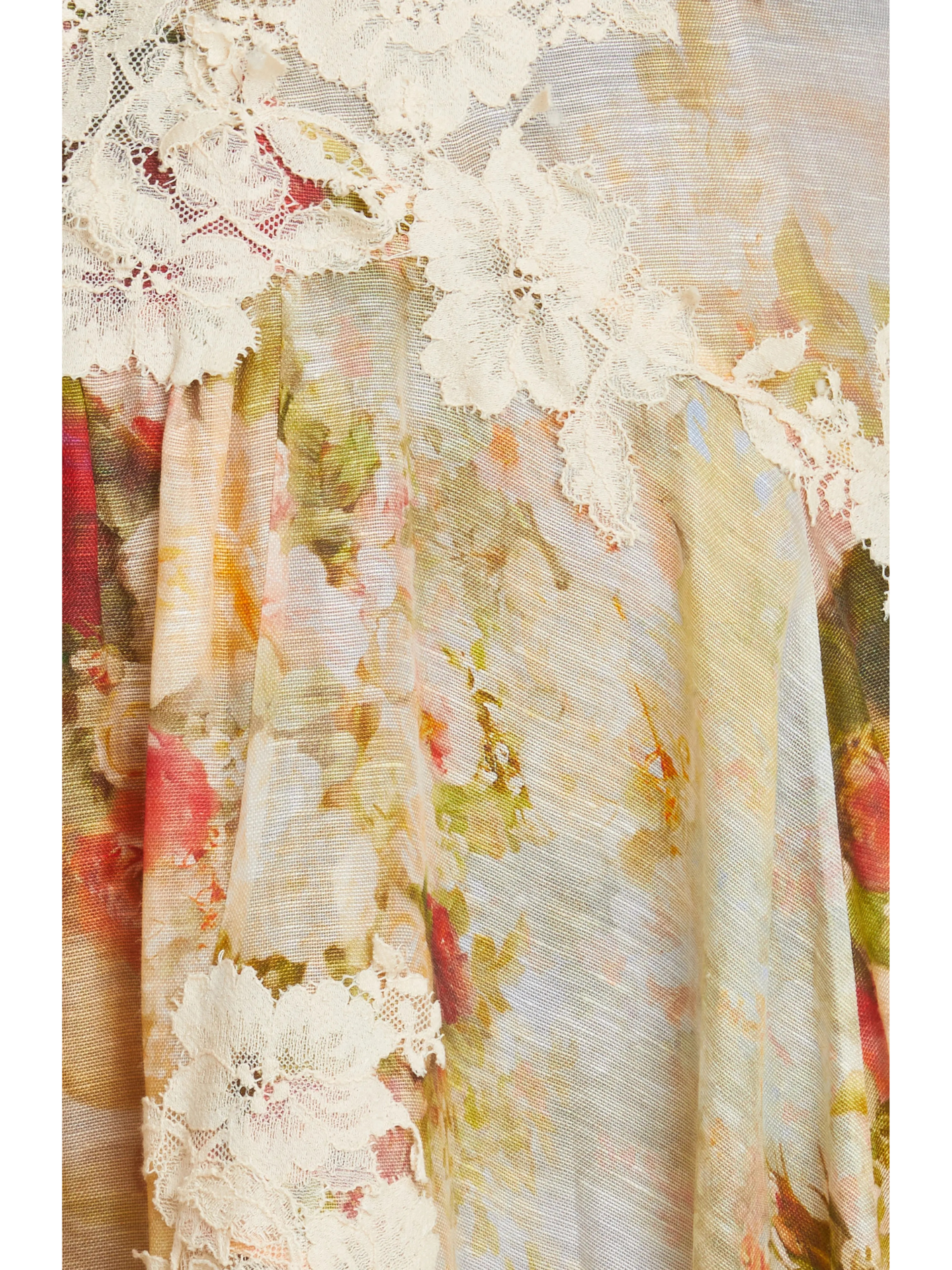 Vestido Zimmermann Luminosity Splice Lace Linen-Silk Dress (talle 0)