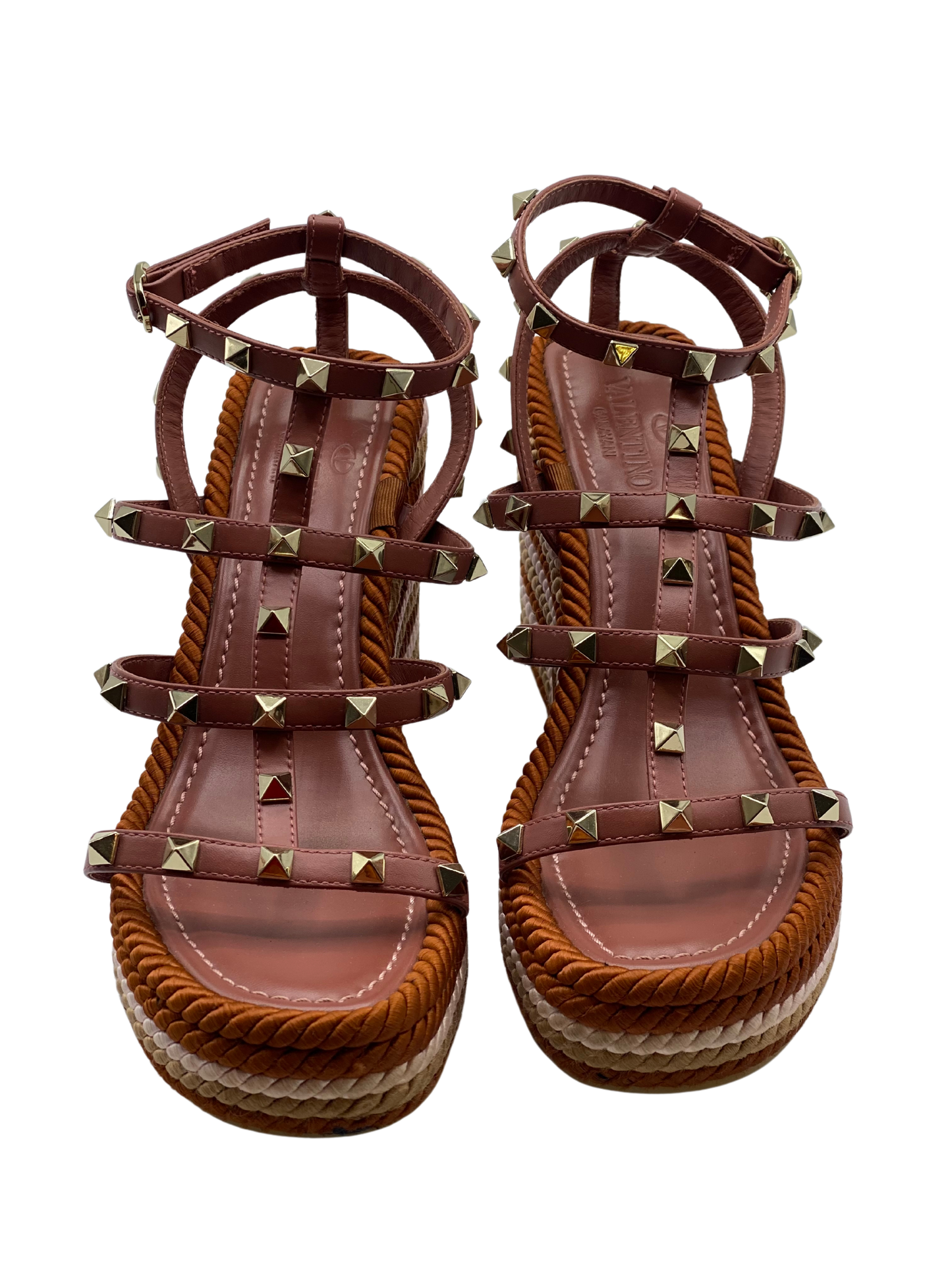 Sandalia Valentino Garavani Rockstud Yute Tricolor (38)