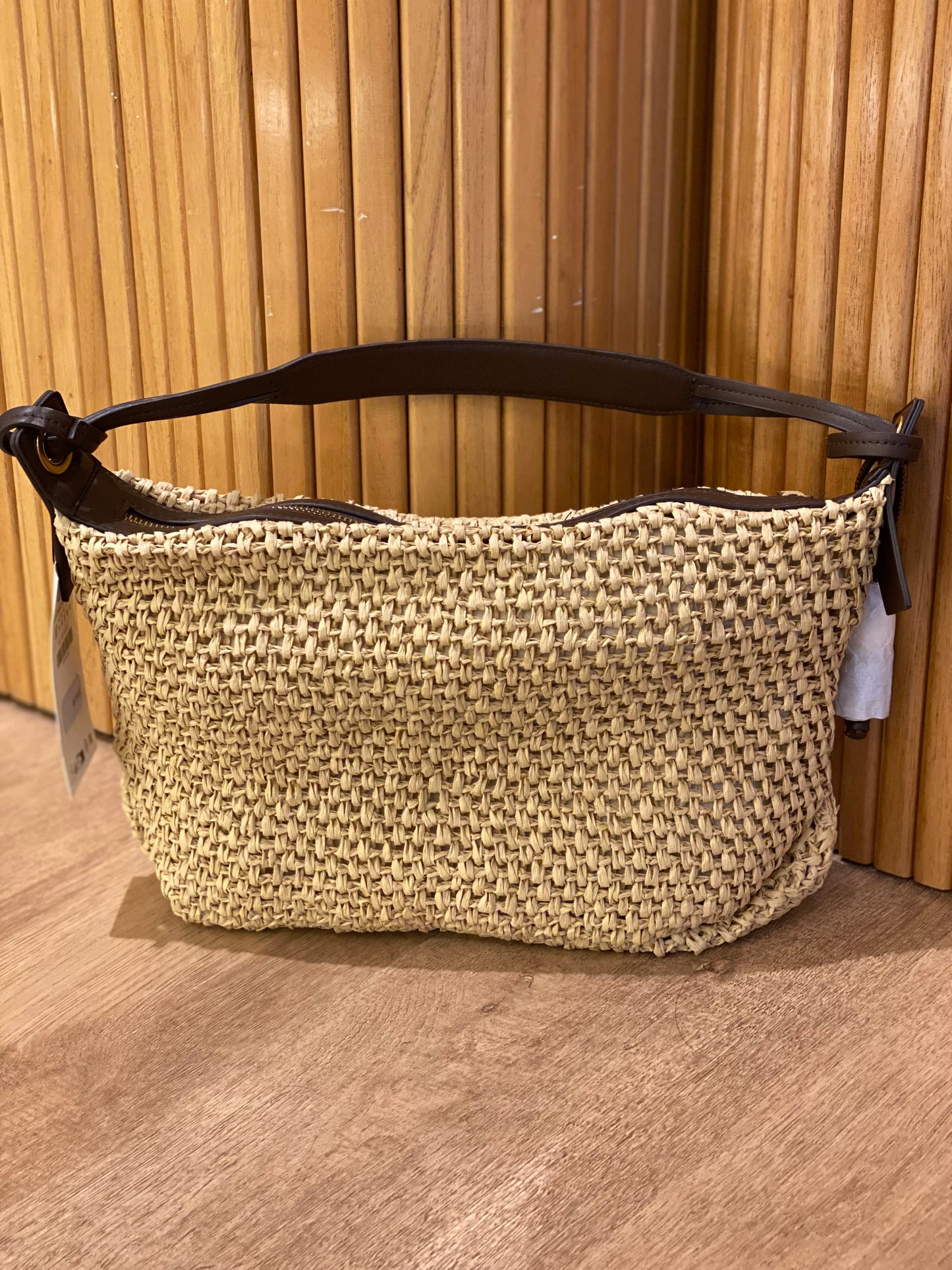 Cartera Zara Raffia de Hombro (Nueva)