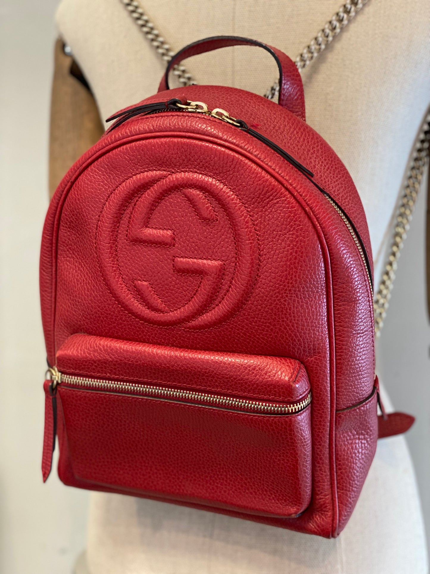 Mochila Gucci Soho Chain Backpack Red