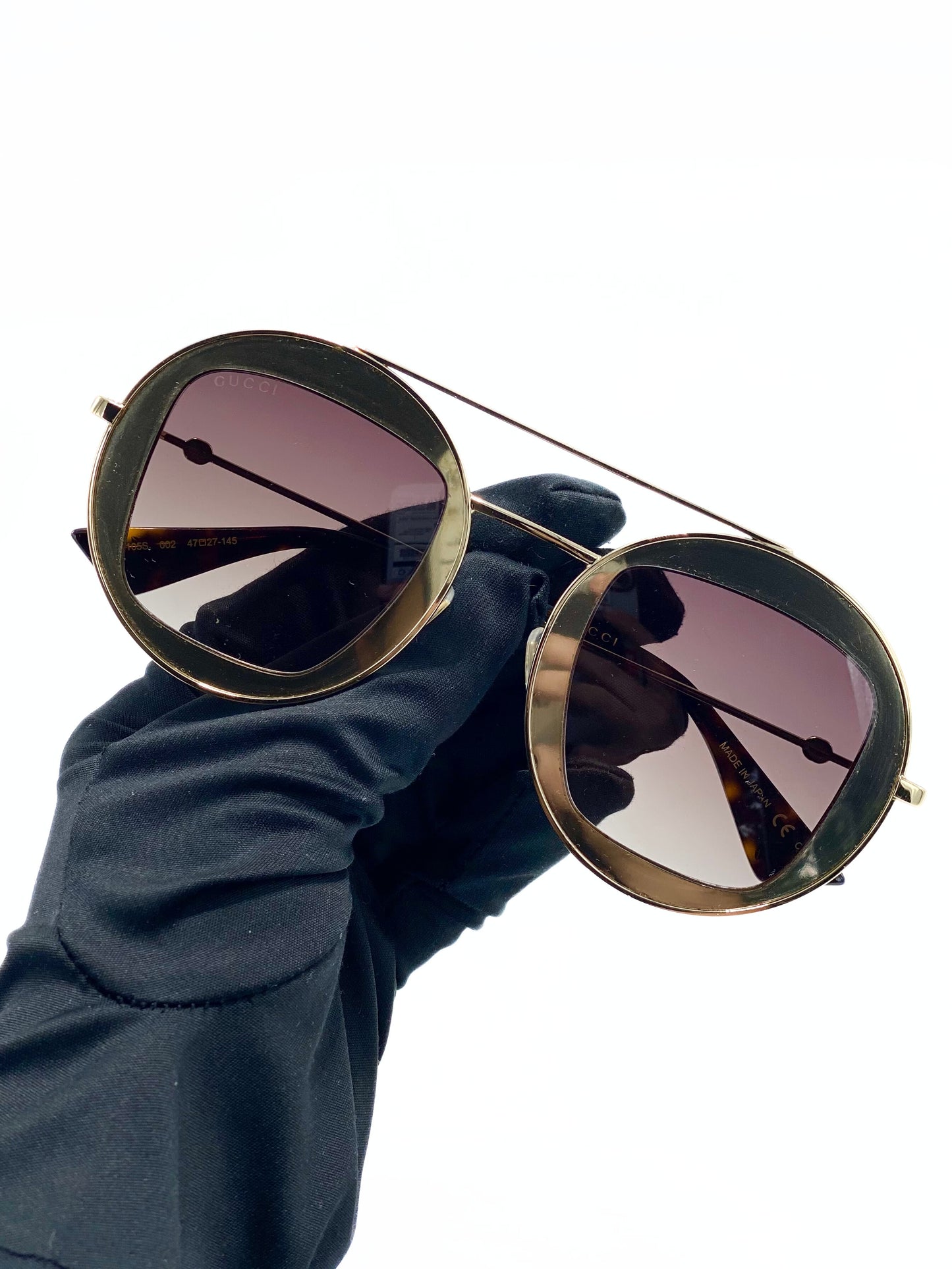 Lente de Sol Gucci Round Frame Gold