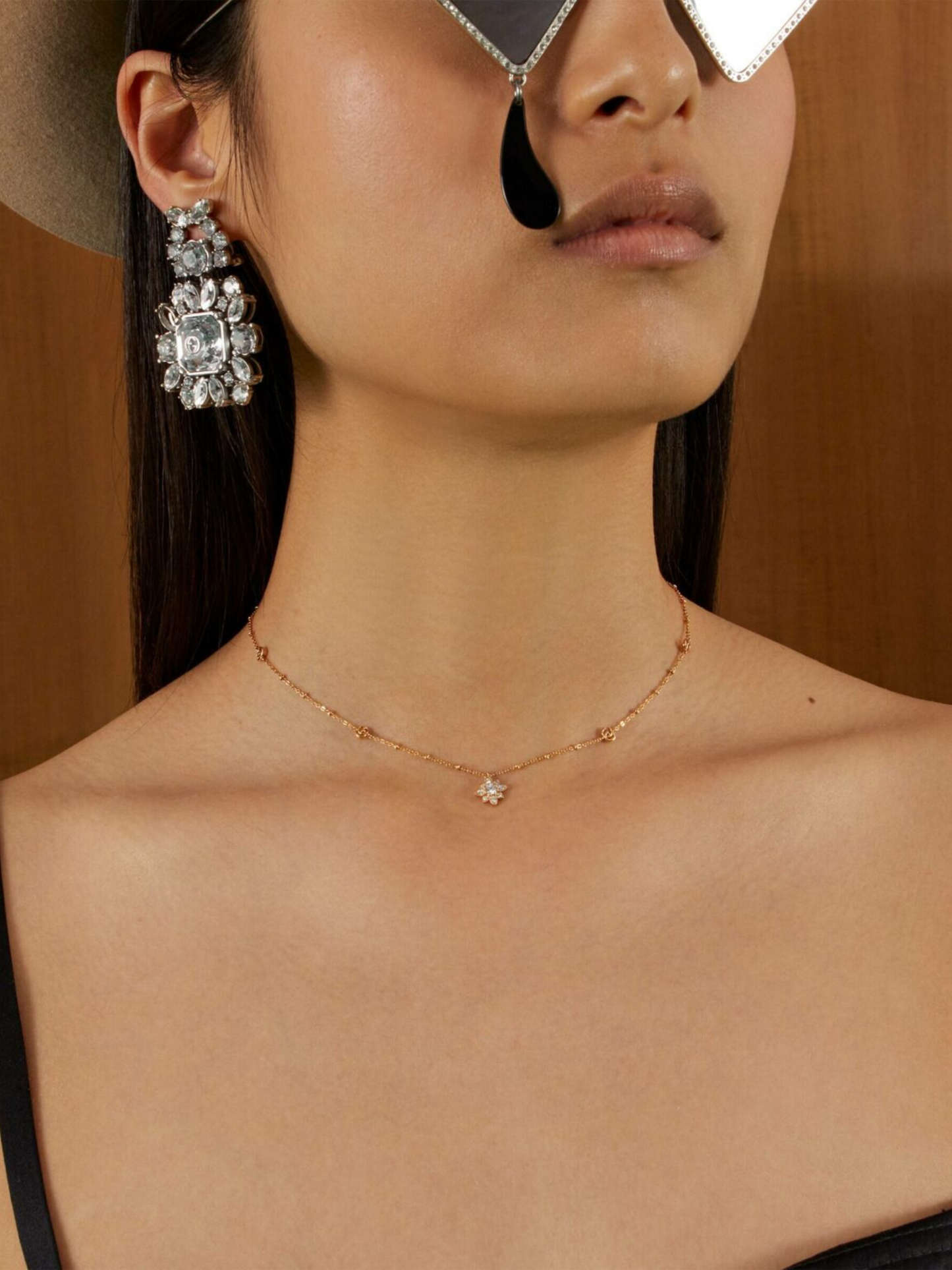 Collar Gucci Flower Double G con Diamantes