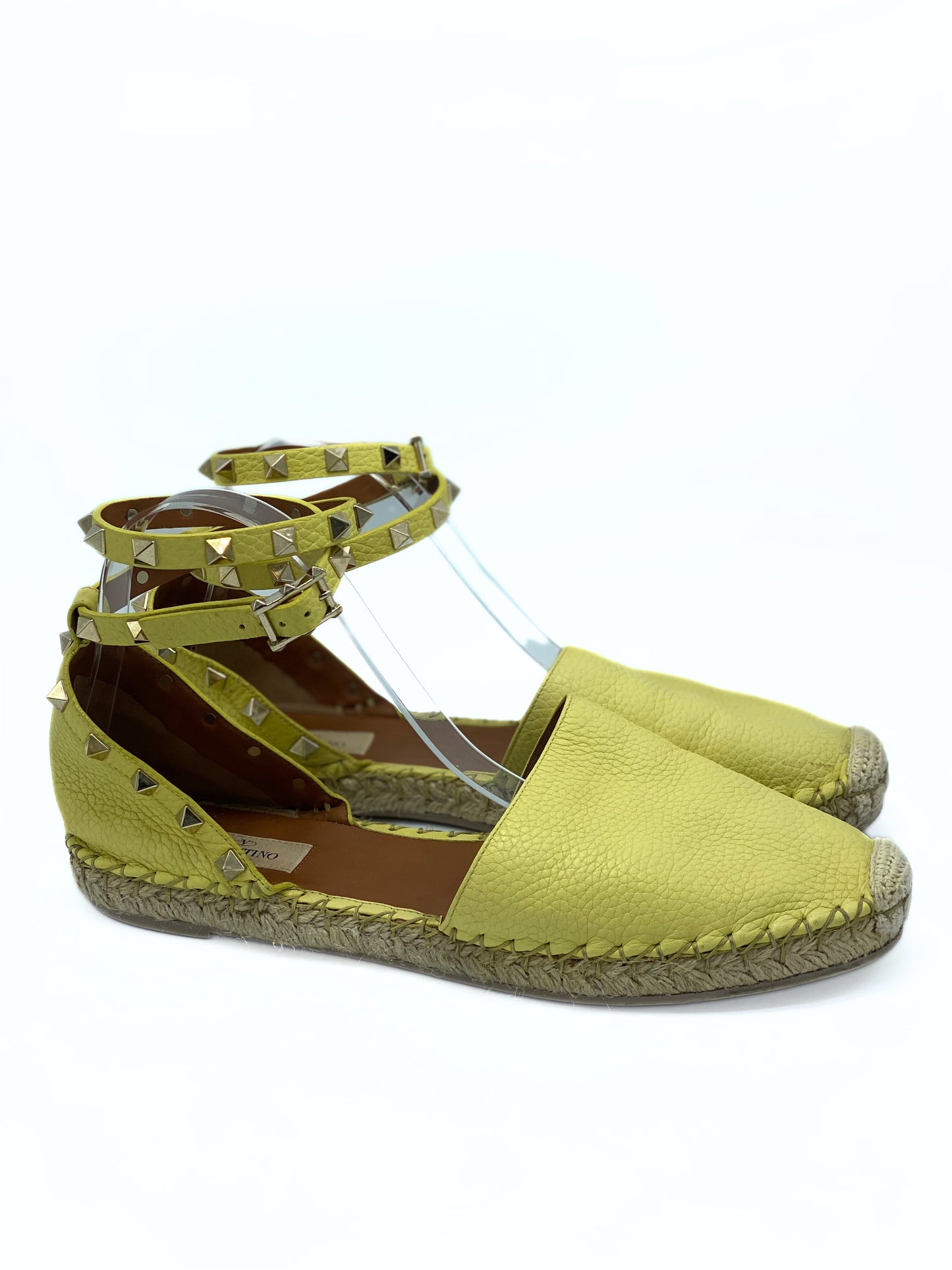 Sandalia Valentino Rockstud Espadrille Flats (39)
