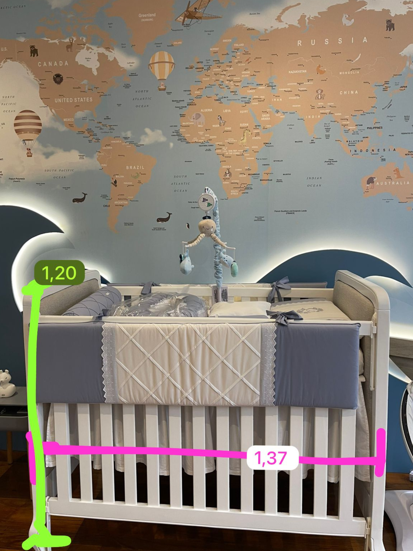 Cuna de Cuna Bella con Chichonera y Colchón