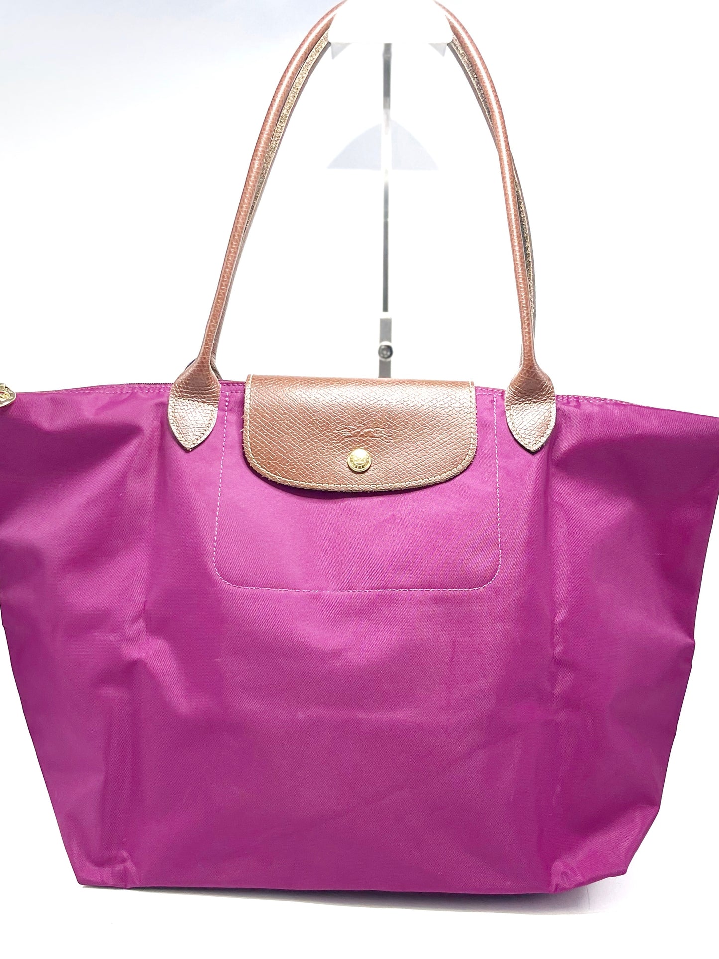 Cartera Longchamp Le Pliage M asa larga color violeta
