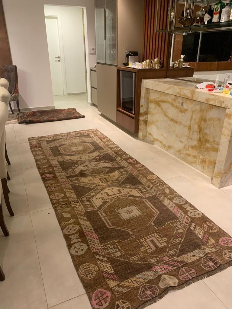 Alfombra turca tonos marrones 3.07 x 1.15 m.