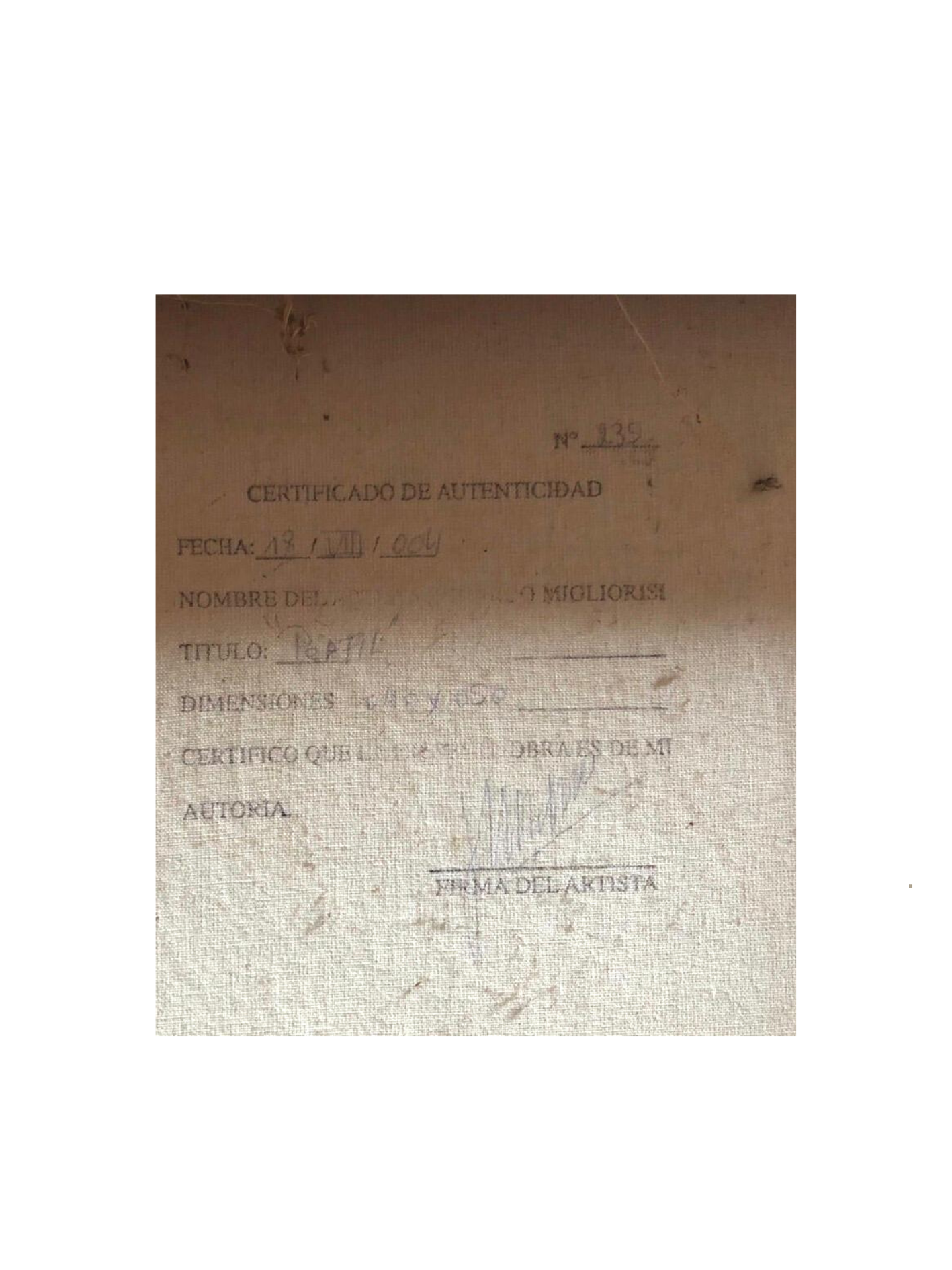 Cuadro “Perfil” de Migliorisi 50 x 40 cm.