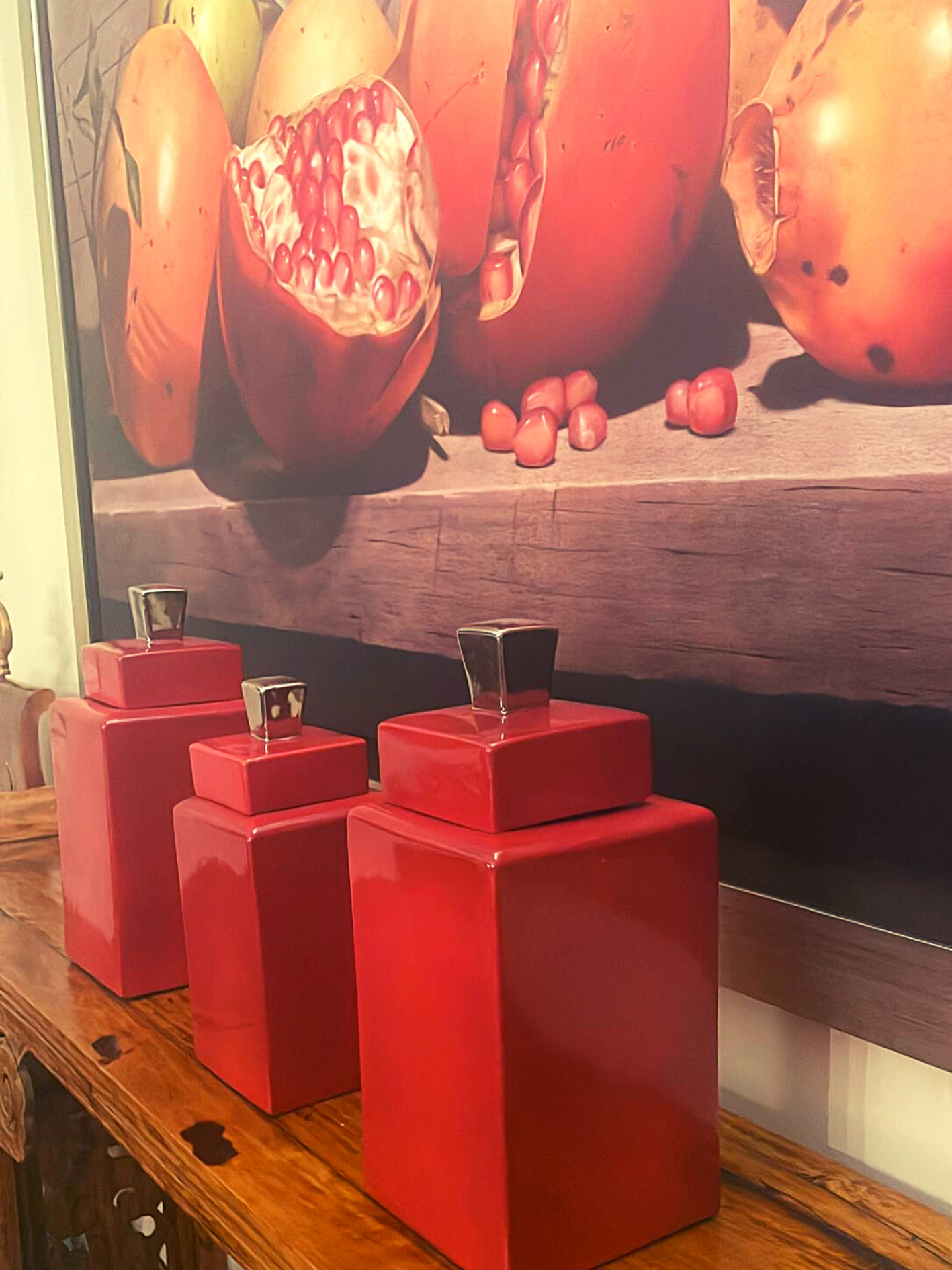 3 Deco Frascos Rojos