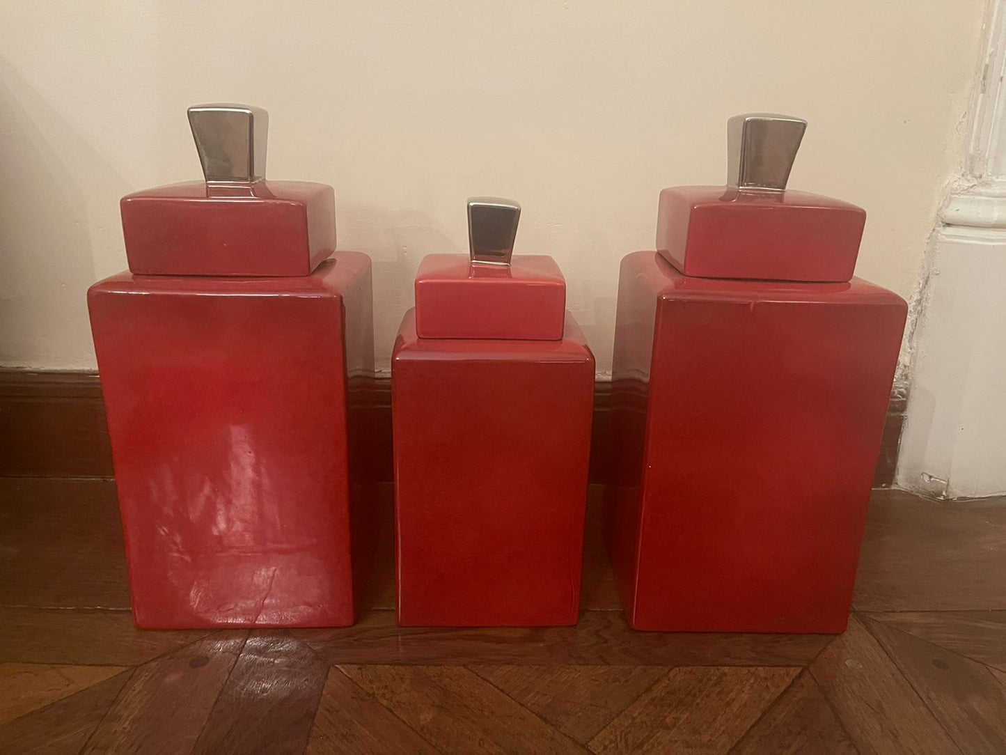 3 Deco Frascos Rojos