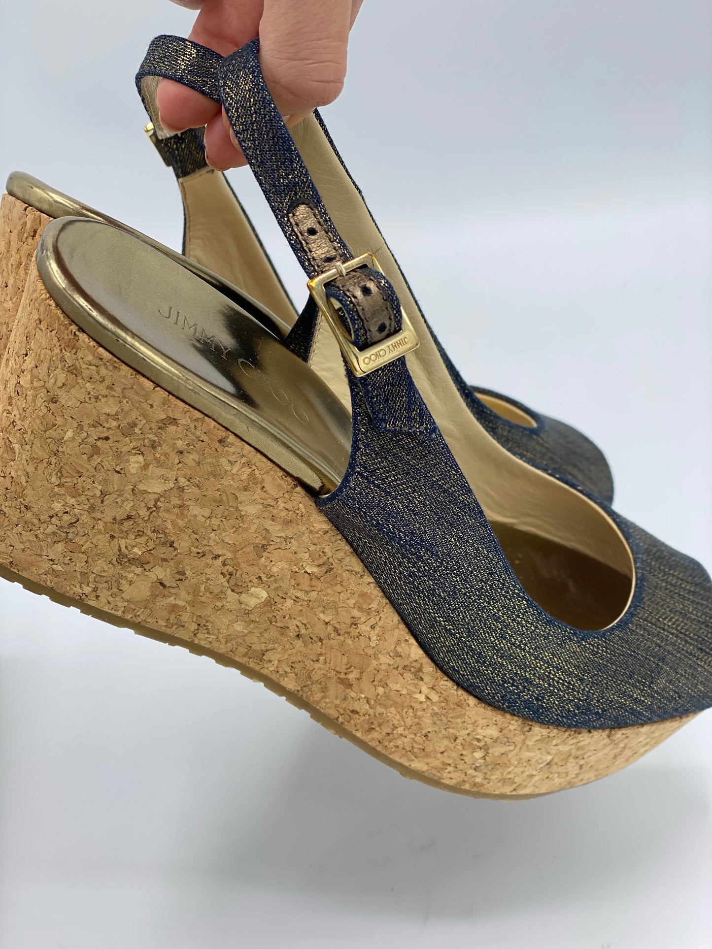 Sandalias Jimmy Choo Denim Wedge Praise (37)