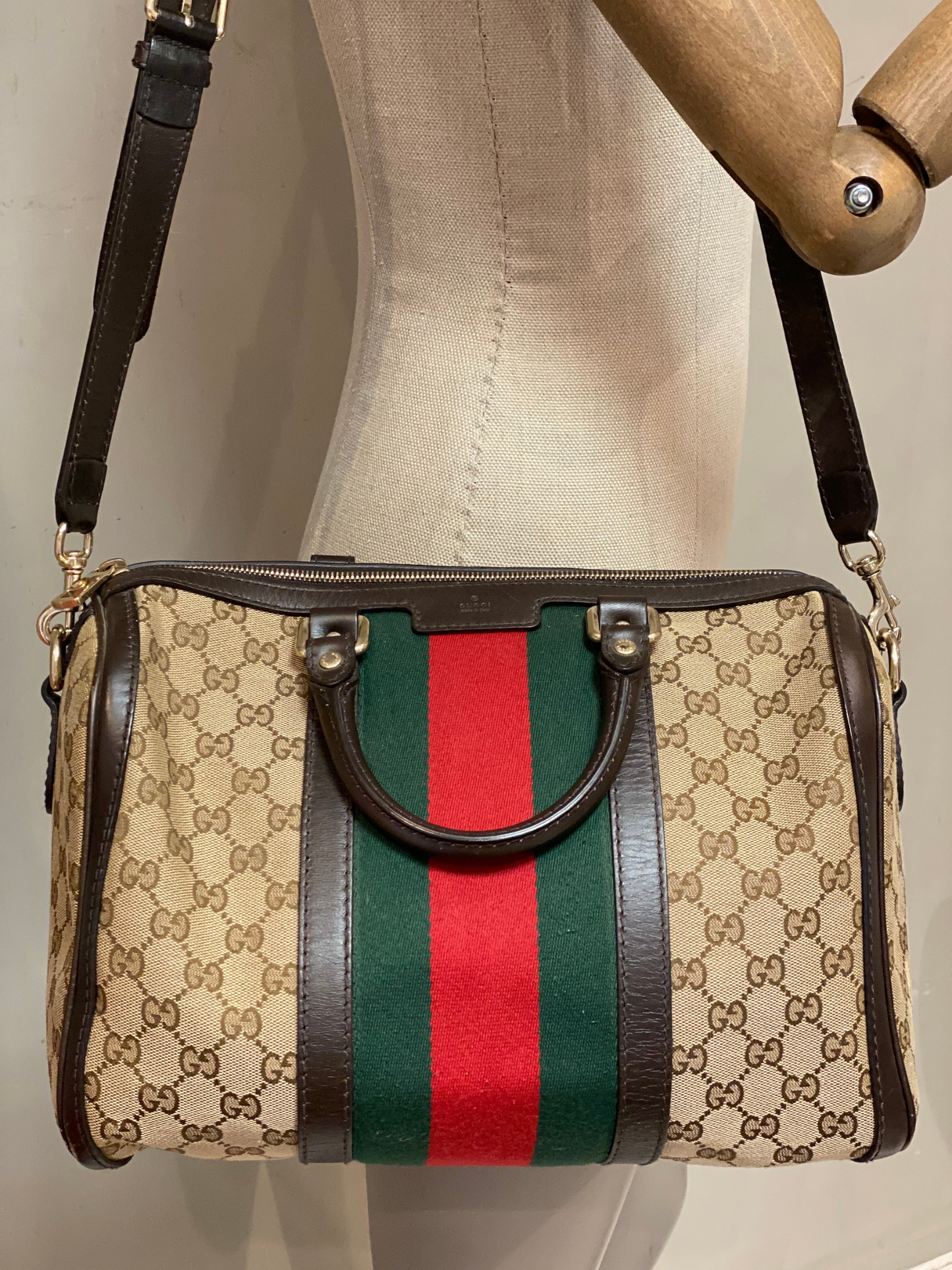 Bolso de Mano Gucci Vintage Boston Ophidia Line