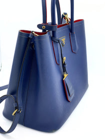 Cartera Prada Saffiano Double Leather Bag Blue
