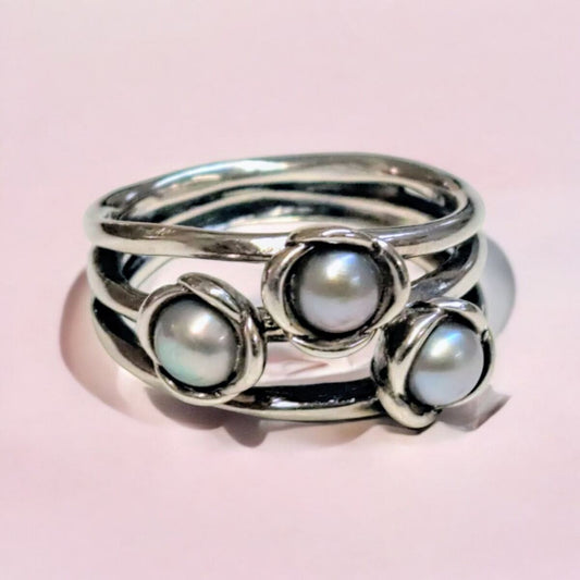 Anillo Pandora Triple Pearl