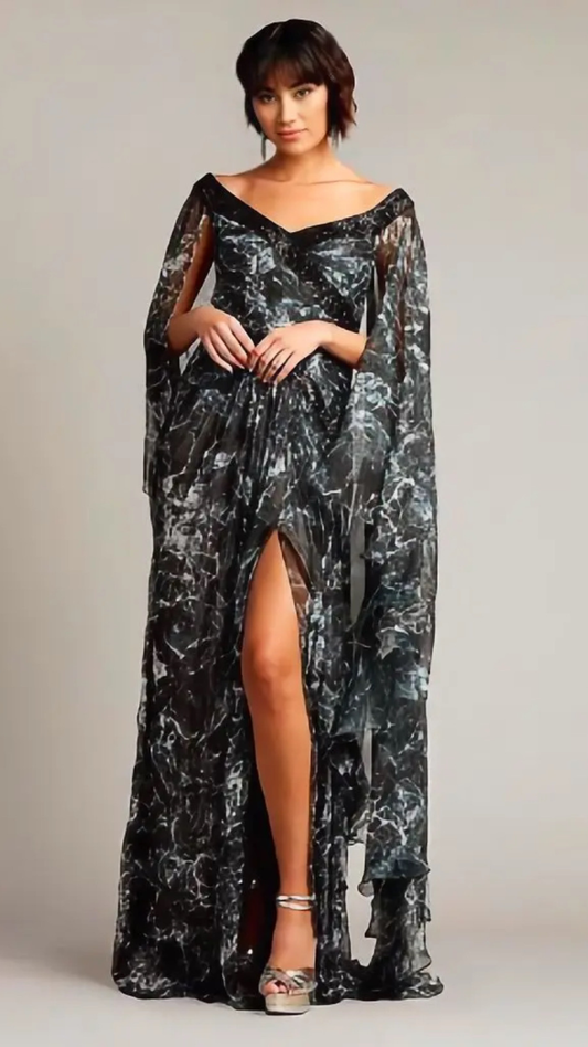 Vestido Estampado Tadashi Shoji (Talle 10)