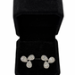 Aros Stud Tipo Trebol Oro Blanco 18K