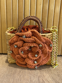 Mini Bolso Cristina Sabatini Crochet Flower Trunk Brown