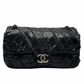 Cartera Chanel Black Glazed Calfskin Twisted Flap