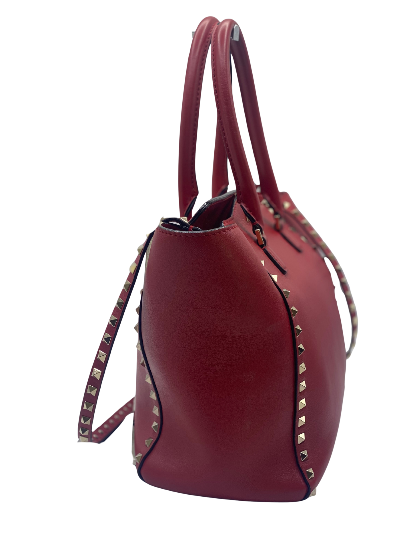 Cartera Valentino Garavani Rockstud Double Handle Tote Red