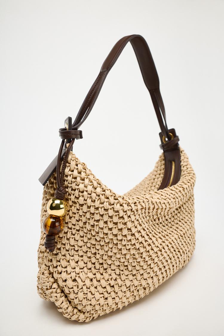 Cartera Zara Raffia de Hombro (Nueva)