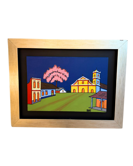 Cuadro "Pueblo con Lapacho" de Burt 45 x 65 cm.
