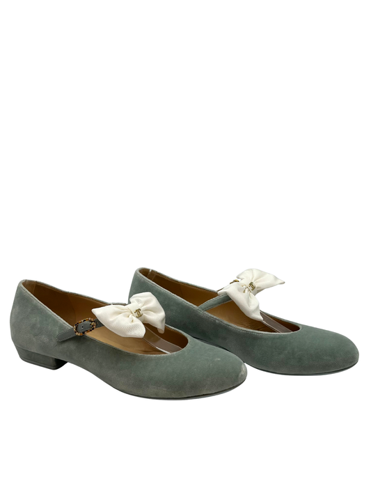 Chatitas Chanel Mary Jane Velvet Ballet Flats (40)
