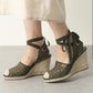 Sandalia Fendi Ankle Wrap Wedge Espadrille (39)