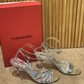Sandalias Plateadas Salvatore Ferragamo (39.5)