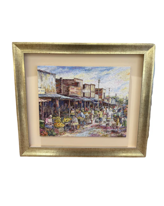 Cuadro "Mercado" de Dhlema Lopez 38 x 47 cm.