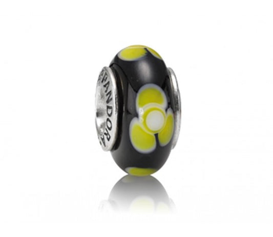 Charm Pandora Murano Flower For You Amarillo y Negro