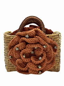 Mini Bolso Cristina Sabatini Crochet Flower Trunk Brown