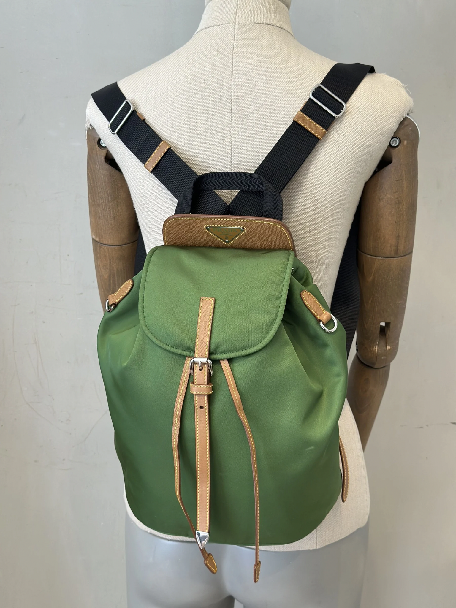 Mochila de Nylon Verde Prada