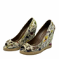 Pumps Peep-Toe Gucci Horsebit Floral Canvas (39)