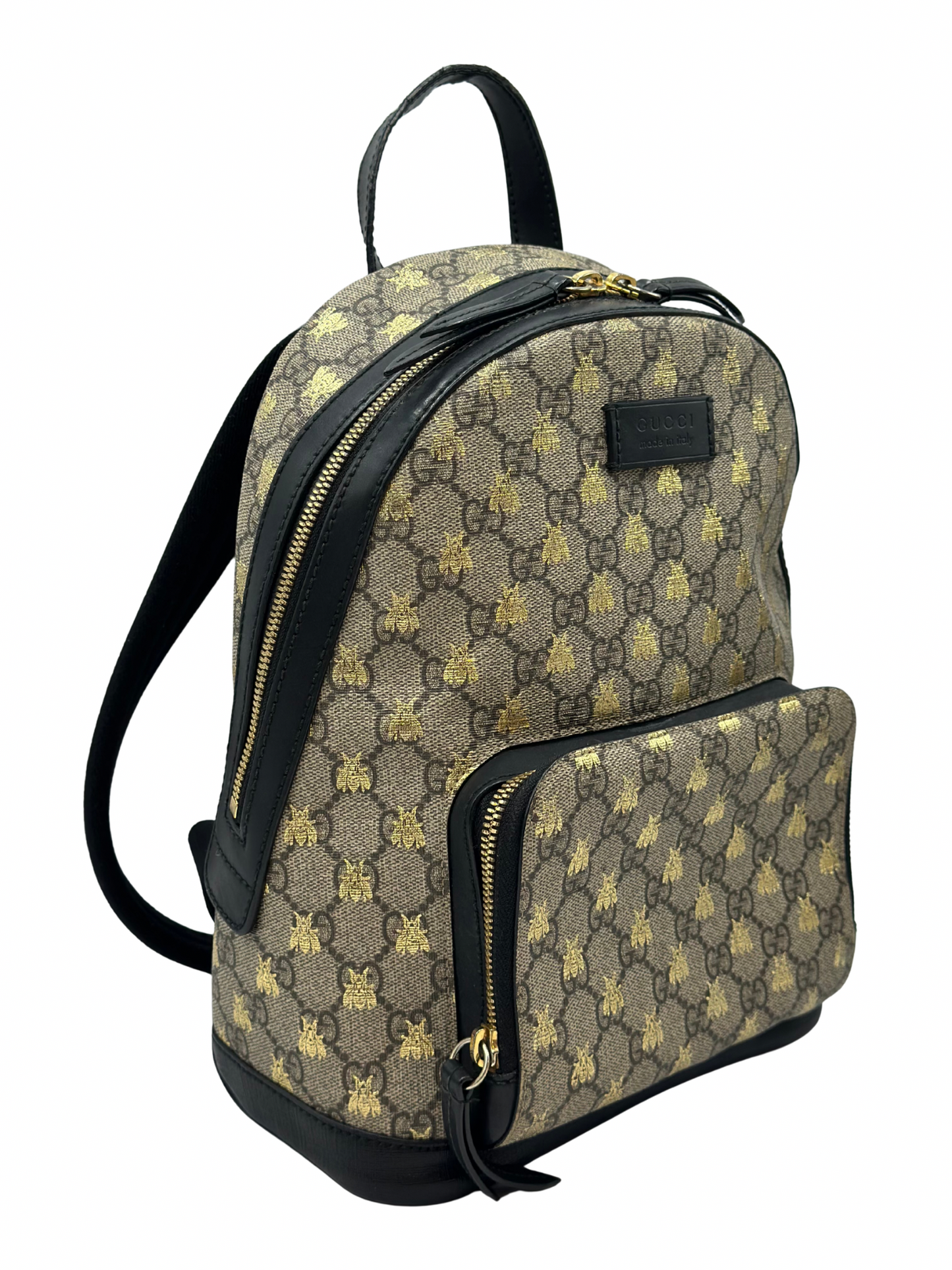 Mochila Pequeña Gucci GG Supreme Gold Bees
