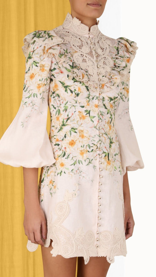 Vestido Corto Zimmermann Coaster Battenburg (Talle 0)