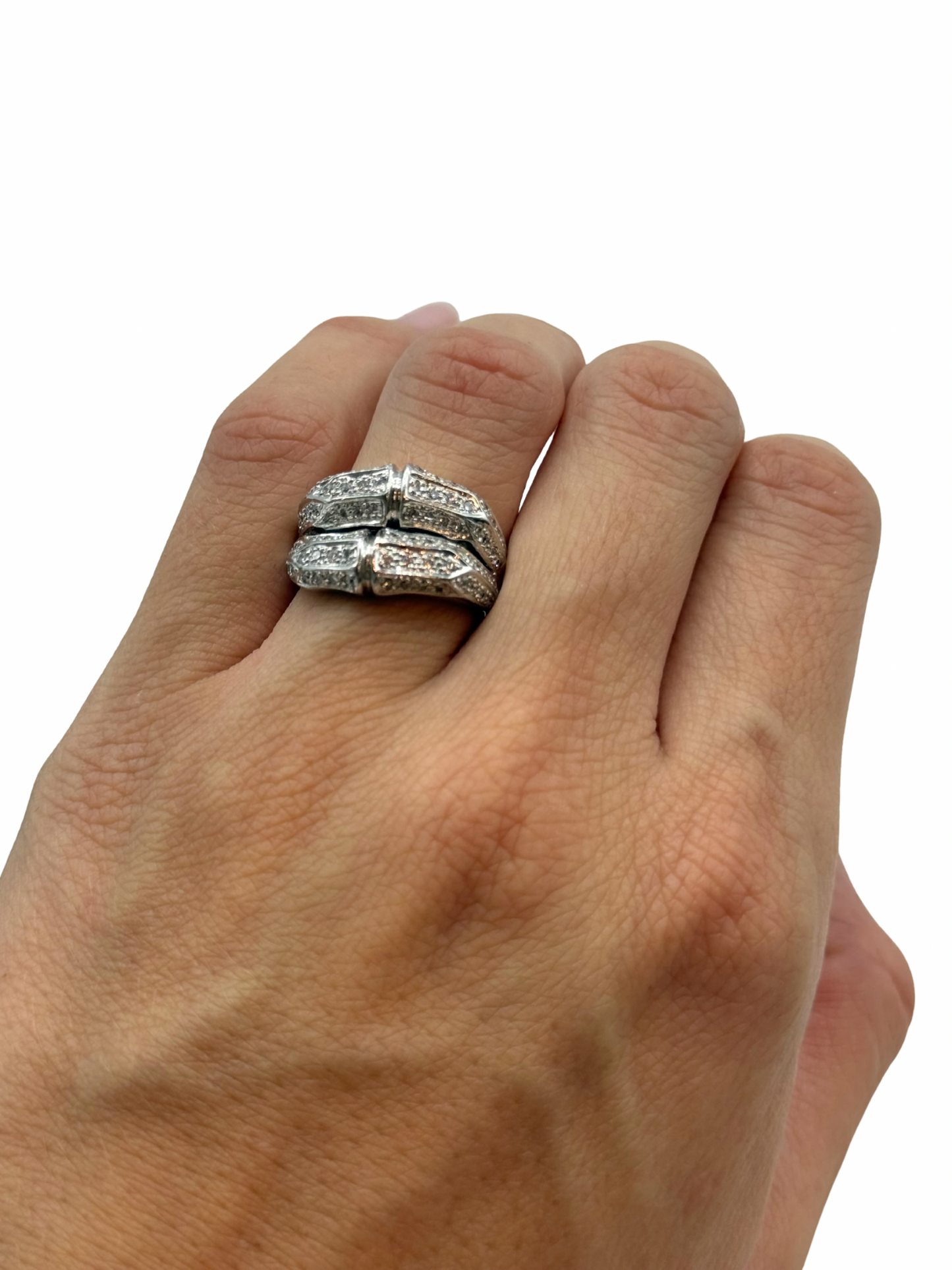 Anillo Statement Ring en Oro Blanco 18k con Diamantes Naturales en Pavé