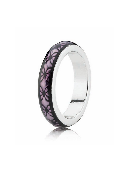 Anillo Pandora Esmaltado Floral Purpura