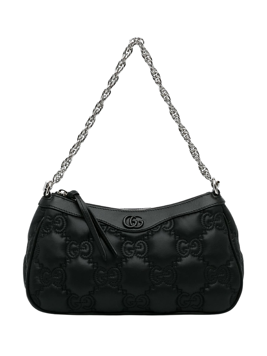 Bolso de Hombro Gucci GG Matelassé Negro de Cuero