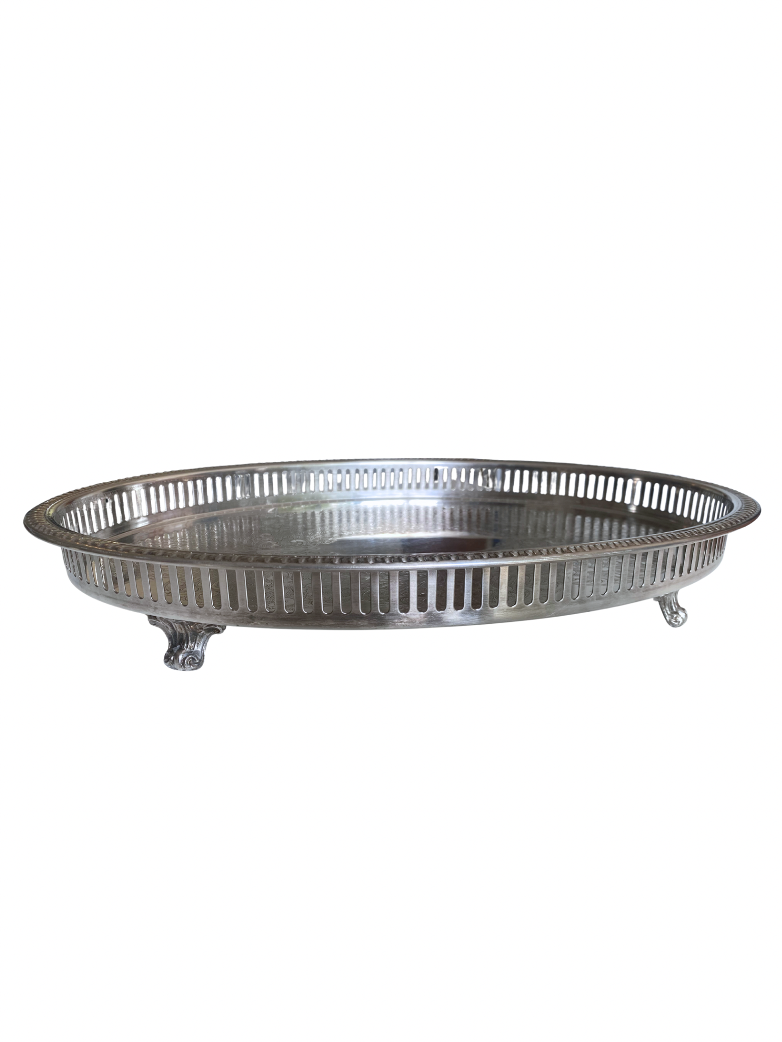 Bandeja de Plata Ovalada con Detalles 45.5 x 33 cm