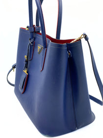 Cartera Prada Saffiano Double Leather Bag Blue