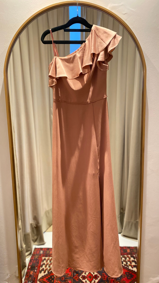 Vestido de un Hombro Rosado Adrianna Papell (Talle US 6)