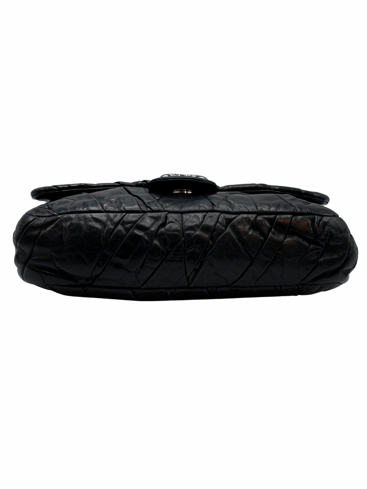 Cartera Chanel Black Glazed Calfskin Twisted Flap