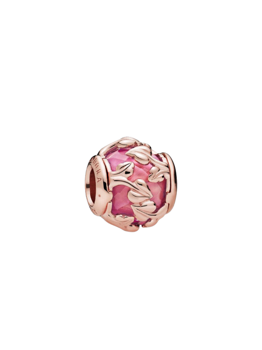 Charm Pandora Rose Hojas con Zafiro Rosa