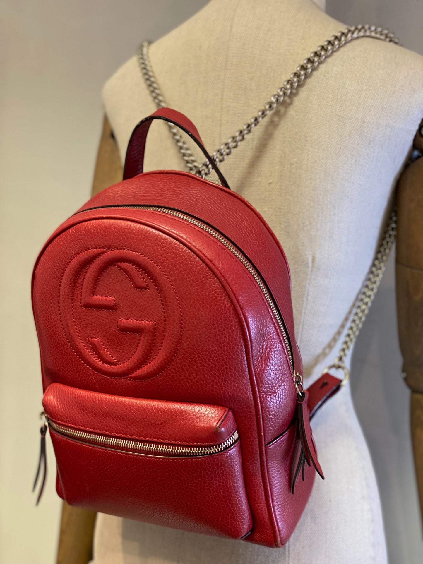 Mochila Gucci Soho Chain Backpack Red